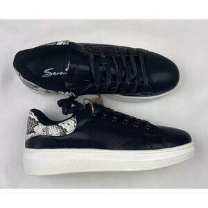 Seven7 Women’s Sneakers Black Low-Top Snakeskin Accent Various‎ Sizes